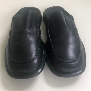 HUGO BOSS Men Black Leather Slides Slippers